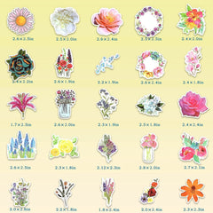 50 PCS Flower Stickers