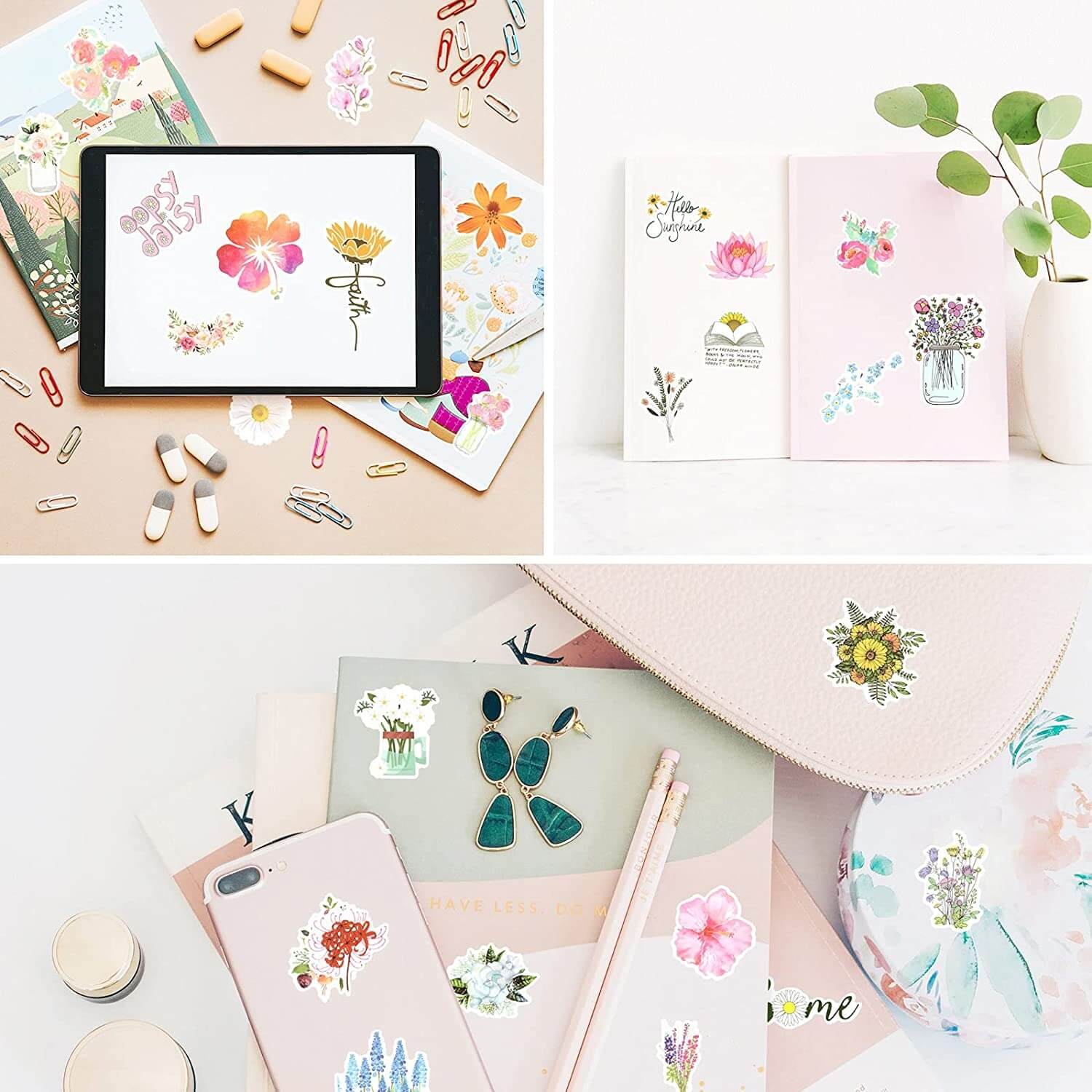 50 PCS Flower Stickers