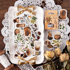 46 PCS Vintage Coffee Mini Stickers Waterproof Vinyl Decals