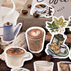 46 PCS Vintage Coffee Mini Stickers Waterproof Vinyl Decals
