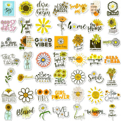 100 PCS Inspirational Word Stickers Flower Series