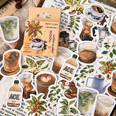 46 PCS Vintage Coffee Mini Stickers Waterproof Vinyl Decals