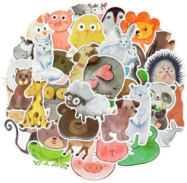 50 PCS Animal Watercolor Stickers 