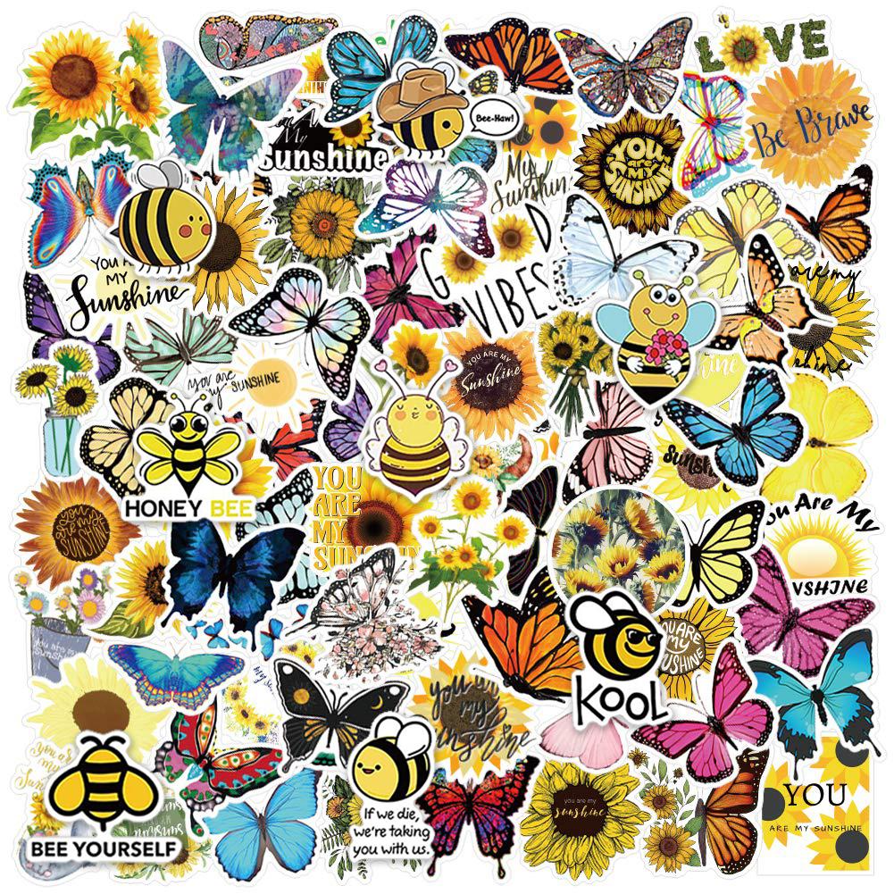 Bee & Sunflower & Butterfly Mixed Stickers for Water Bottle Laptop Phone