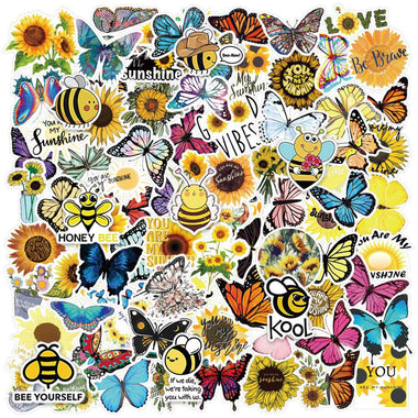 Bee & Sunflower & Butterfly Mixed Stickers for Water Bottle Laptop Phone