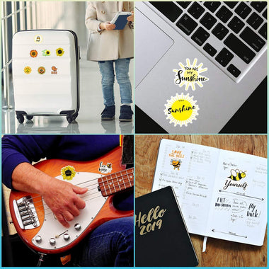 100 PCS Bees and Sunflowers Mixed Stickers