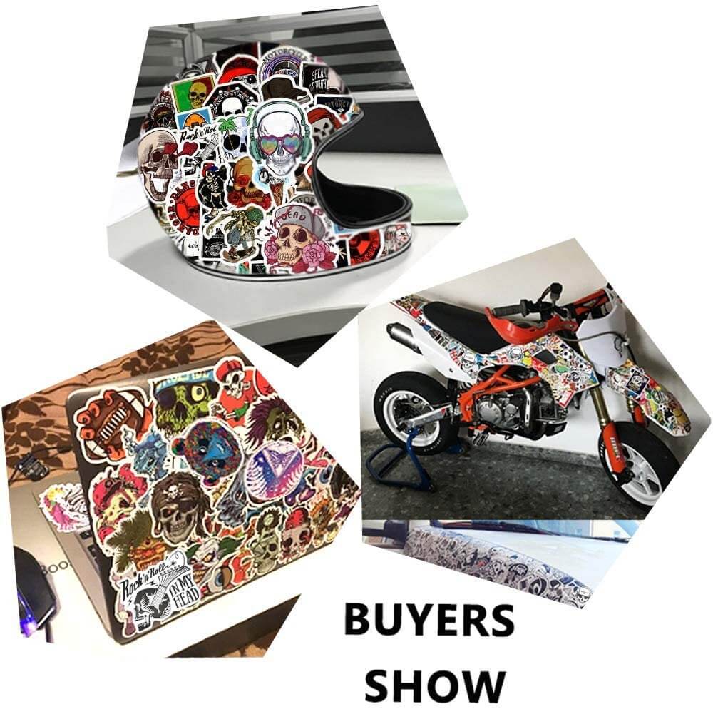 50 PCS Graffiti Skull Sticker Decals for Cars Helmets