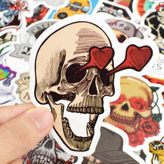 50 PCS Graffiti Skull Sticker Decals for Cars Helmets