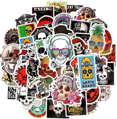 50 PCS Graffiti Skull Sticker Decals for Cars Helmets