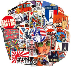 50 PCS Retro Sticker Pack for Water Bottle Hydroflask Laptop