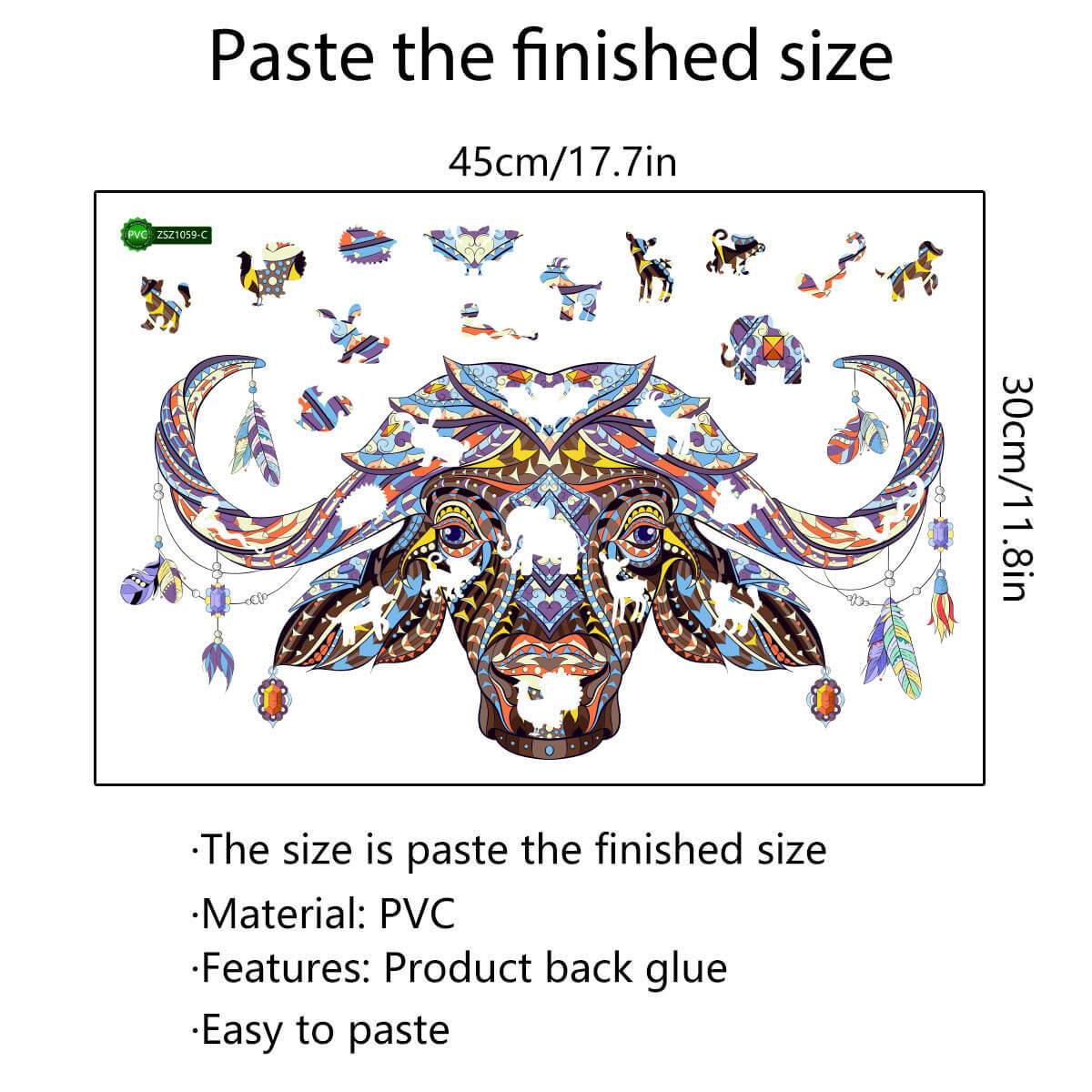 Colorful Animal Pattern DIY Puzzle Cartoon Cow Wall Stickers Living Room Stickers