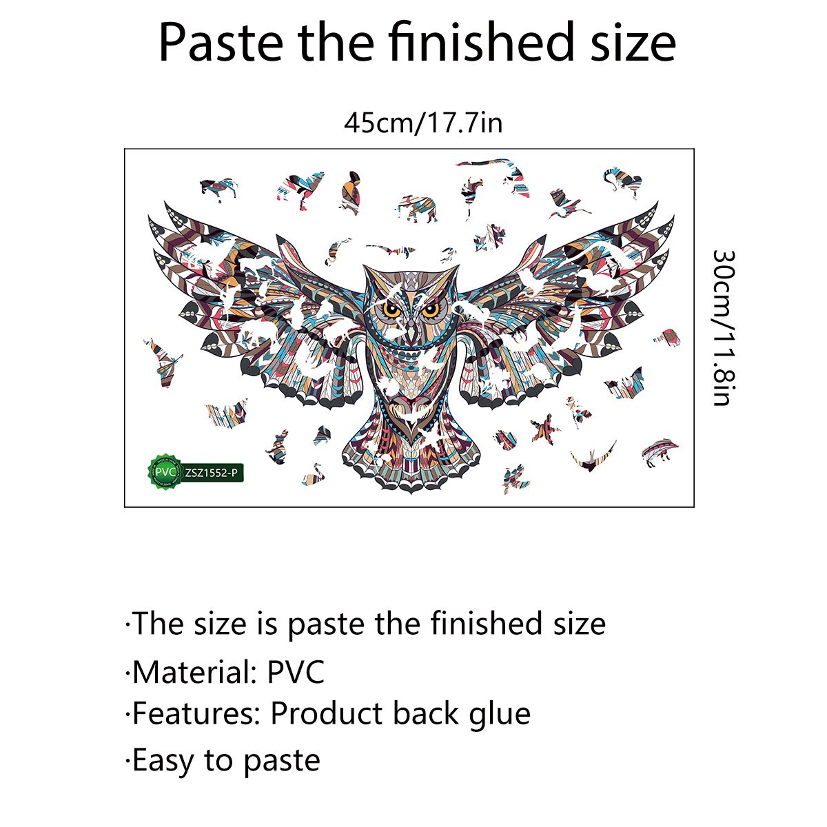 Colorful Animal Pattern DIY Puzzle Cartoon Eagle Wall Stickers Living Room Stickers