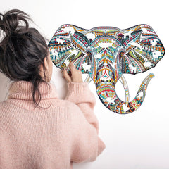 Colorful Animal Pattern DIY Puzzle Cartoon Elephant  Wall Stickers Living Room Stickers