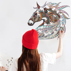 Colorful Animal Pattern DIY Puzzle Cartoon Horses Wall Stickers Living Room Stickers