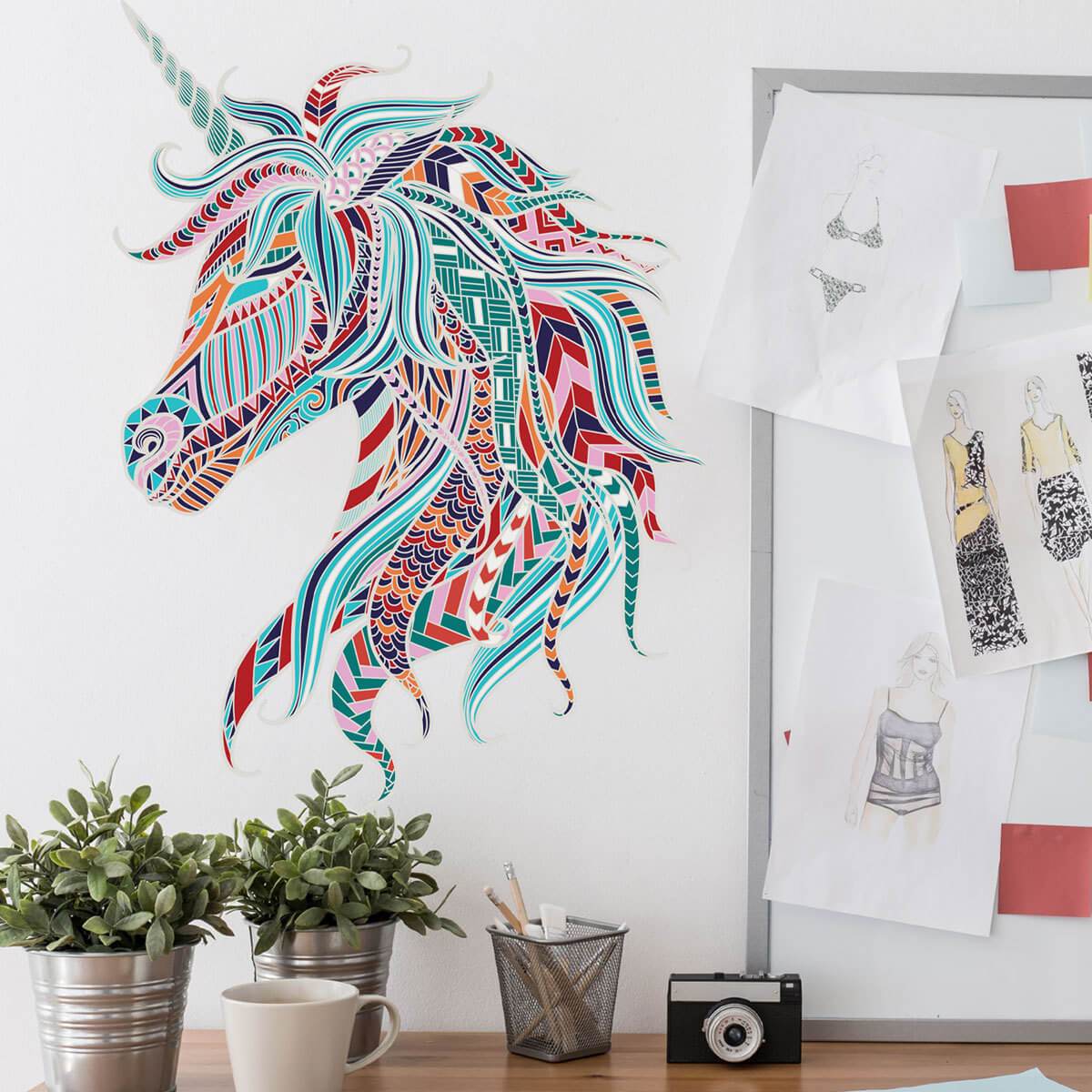 Colorful Animal Pattern DIY Puzzle Cartoon Unicorn Wall Stickers Living Room Stickers