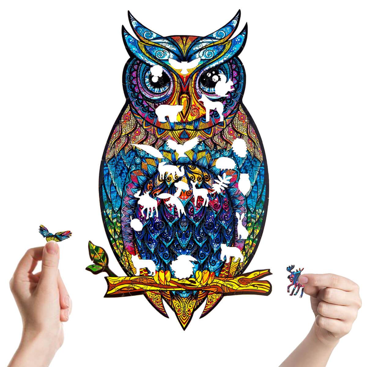 Colorful Animal Pattern DIY Puzzle Owl Wall Stickers Living Room Stickers
