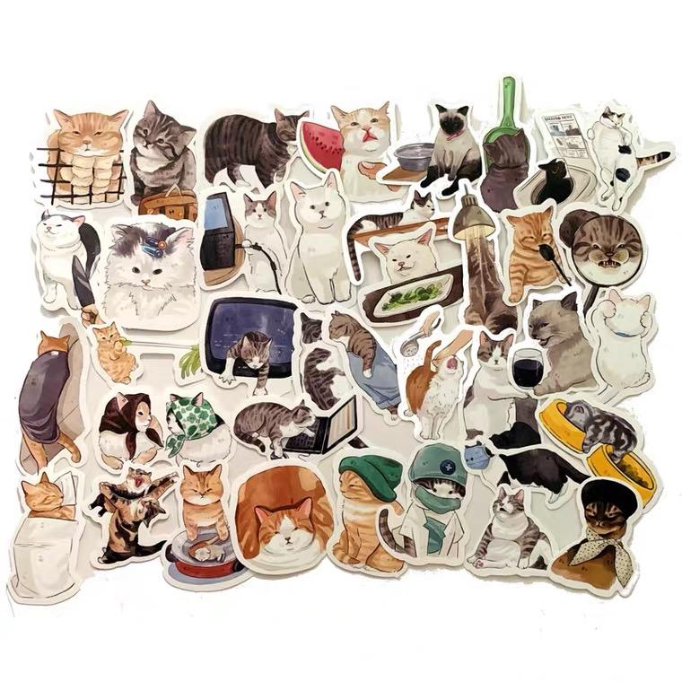 Cute Cat Animal Stickers | Decals for Laptops Phone case (50 Pcs)