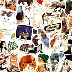 Cute Cat Animal Stickers | Decals for Laptops Phone case (50 Pcs)