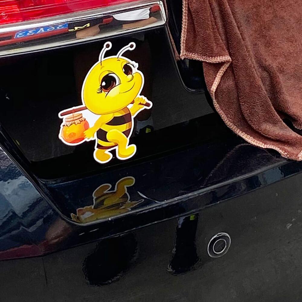 Cute Honepot Bee Sticker Outdoor Rated Decal for Cars Windows (2 PCS)