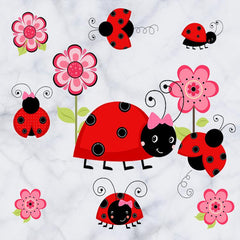 Cute Ladybug and Flower Waterproof Wall Stickers DIY Removable Wall Decals