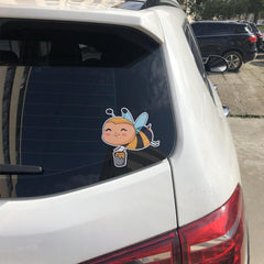 Cute Smile Bee Sticker Outdoor Rated Decal for Cars Windows (2 PCS)