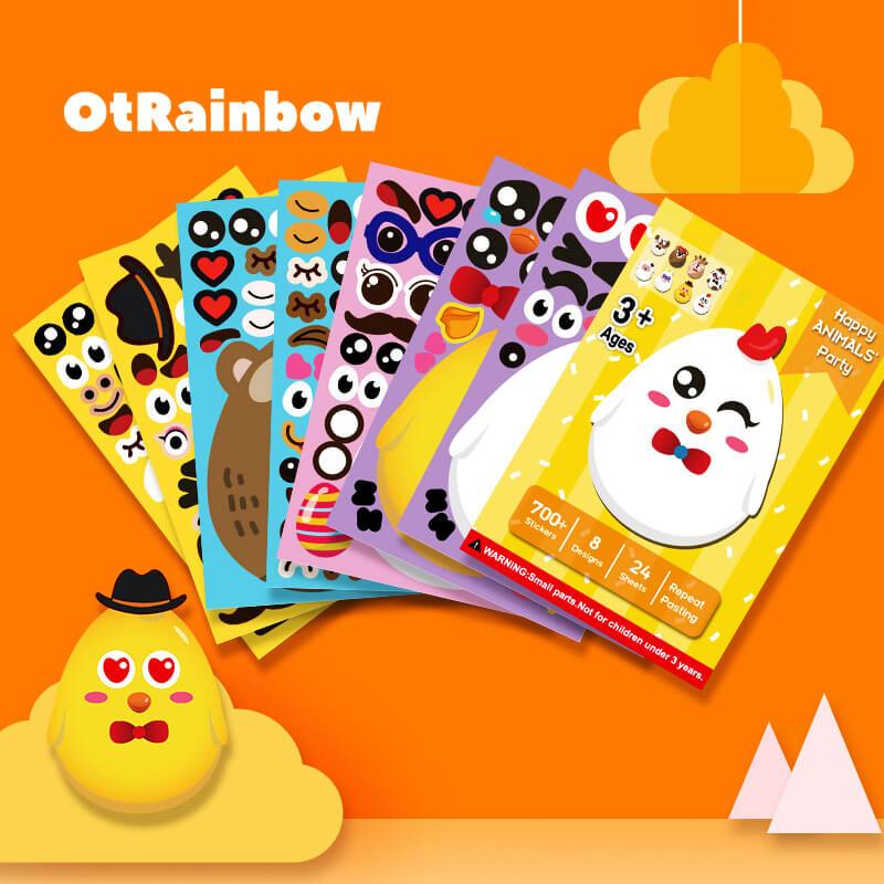 DIY Cute Animal Educational Stickers Cartoon Reuseable Stickers for Kids