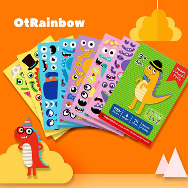 DIY Cute Dinosaur Educational Stickers Cartoon Reuseable Stickers for Kids