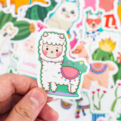 50 Pcs Cute Llama Cactus Graffiti Stickers Waterproof Decals for Car Skateboard