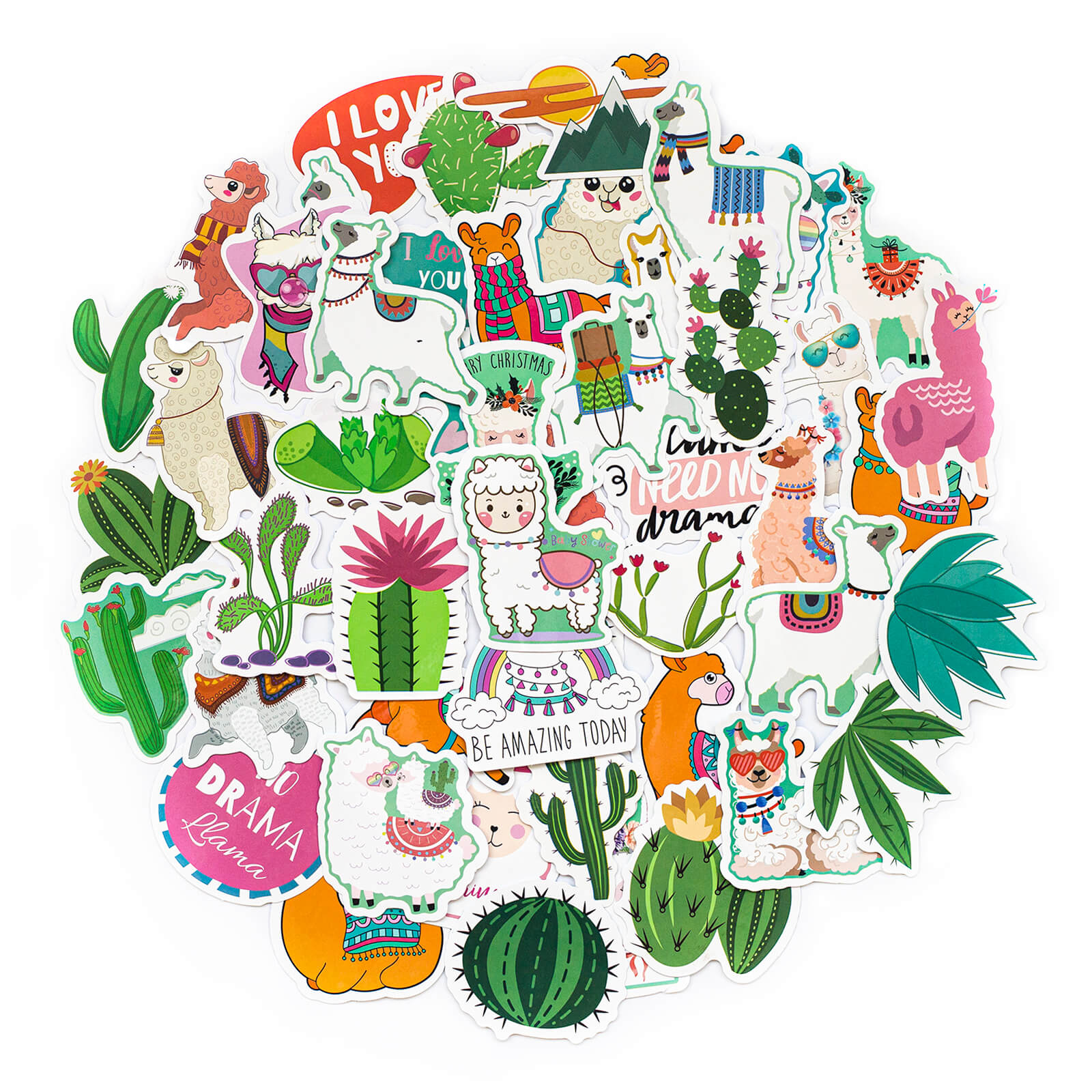 50 Pcs Cute Llama Cactus Graffiti Stickers Waterproof Decals for Car Skateboard