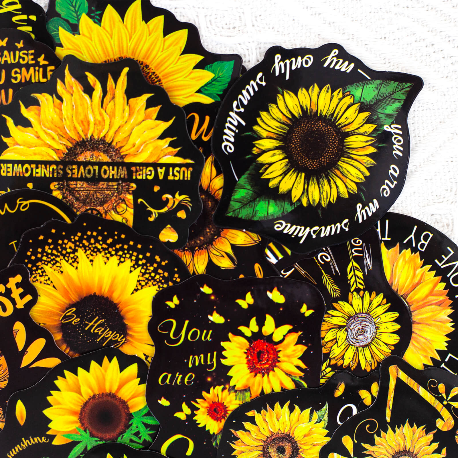 50 Pcs Sunflower Vinyl Waterproof Water Bottle Stickers for Hydroflask Luggage  Laptop