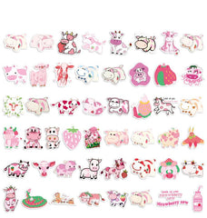 50 PCS Strawberry Cow Waterproof Stickers