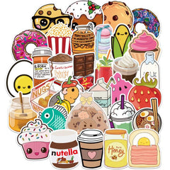 100 Pcs Food Ice Cream VSCO Stickers Vinyl Cute Cartoon Guitar Pizza  Decal Stickers