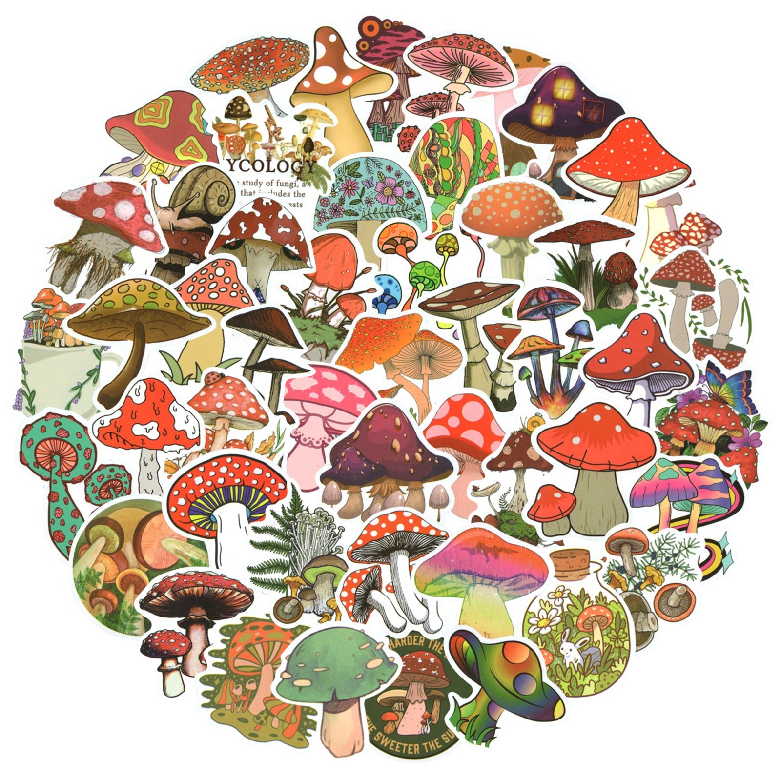 50 PCS Cute Mushroom Stickers